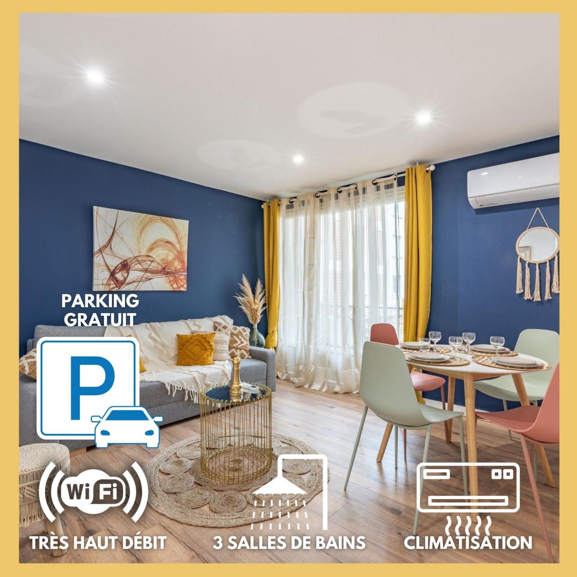 Amja Proche Clinique Saint-Roch Apt 3 Chambres 3 Salles De Bain Parking Gratuit Ideal Famille Groupe Coworking 10 Min Centre Ville 10 Min Plage 5 Min Sortie Autoroute Montpellier Luaran gambar